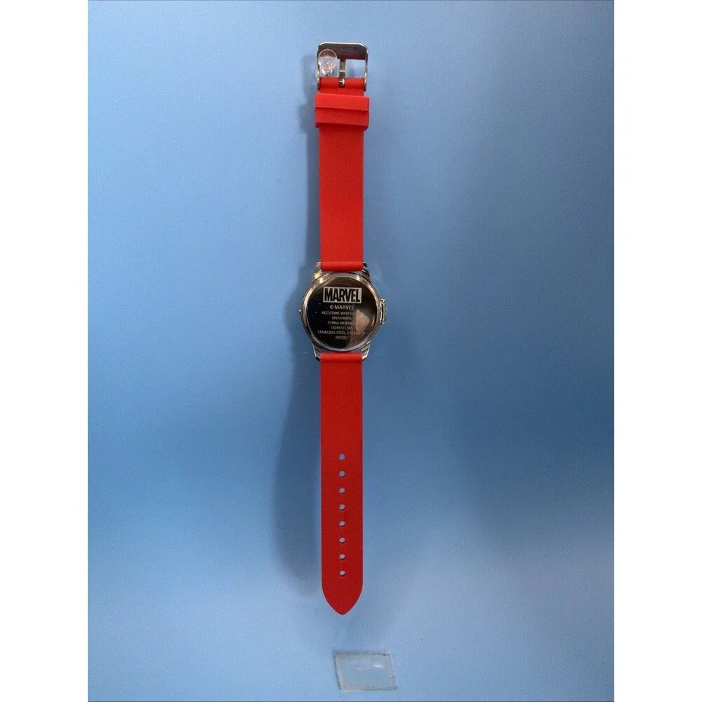 Spiderman Action Spinner Flip Cover LCD Kids Watch Red Band Accutime New Battery